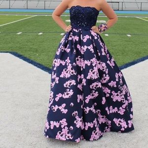 Rachel Allan floral strapless ball gown!